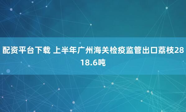 配资平台下载 上半年广州海关检疫监管出口荔枝2818.6吨