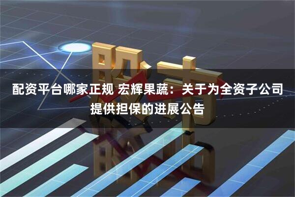 配资平台哪家正规 宏辉果蔬：关于为全资子公司提供担保的进展公告